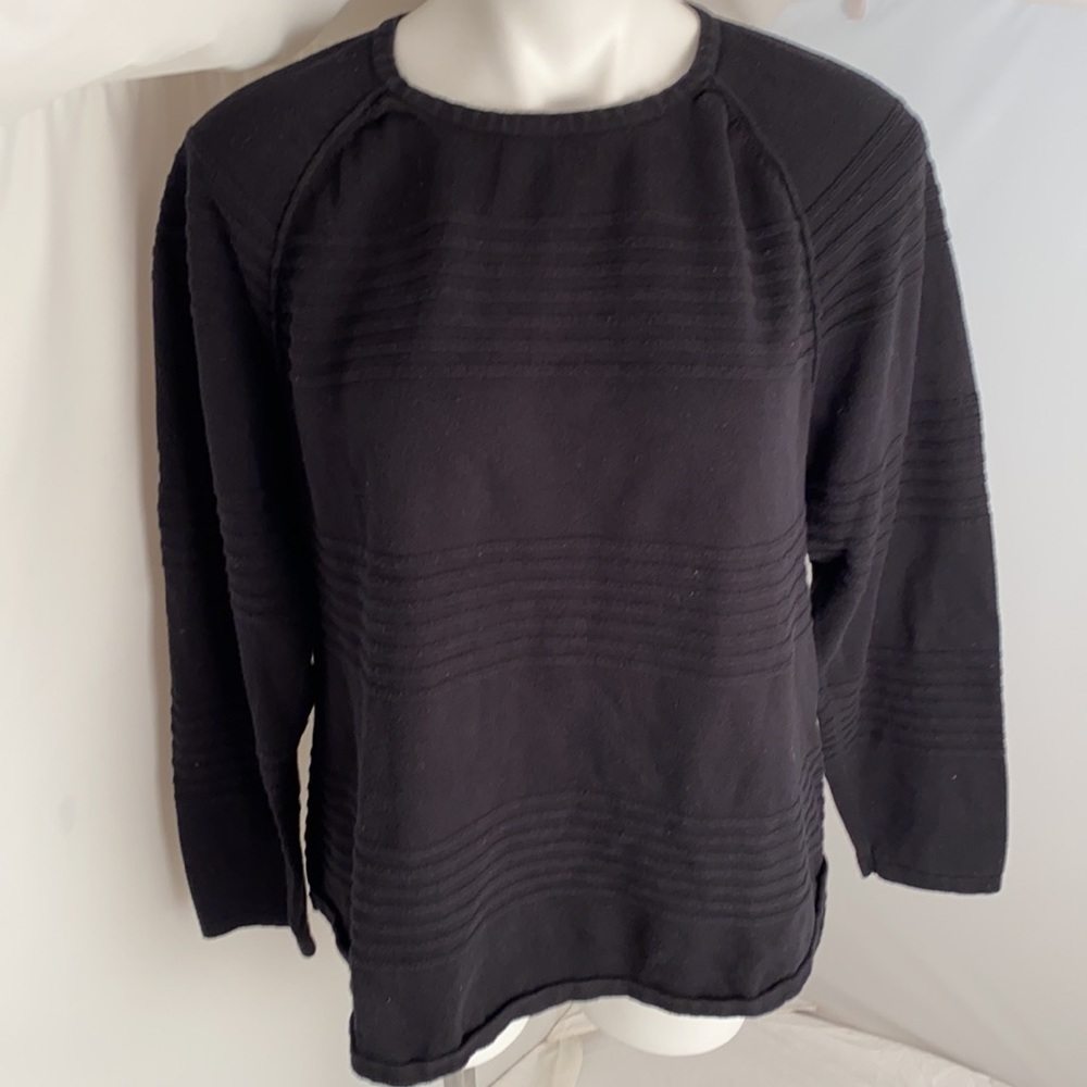 Karen Scott black textured crew neck sweater XL